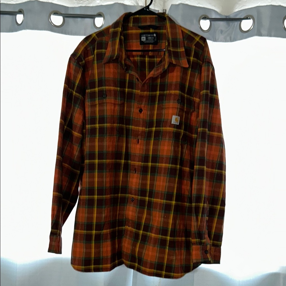 Carhartt Brown and Yellow Plaid Shirt